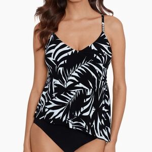 Magicsuit Womens Size 10 Elsa Tankini Asymmetrical Chicly Shaded  Black Swim Top